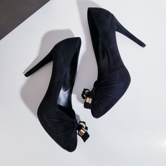 LOUIS VUITTON Knot Confident Black Suede Tassel Heel Pumps 37.5 - Picture 11 of 15